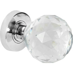 Glass Faceted Mortice Knob Chrome