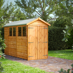 Power / Power Overlap Apex Shed 10' x 4' Double Doors
