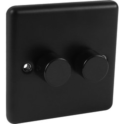 Wessex Electrical Wessex Matt Black Dimmer Switch Black 2 Gang 400W - 79746 - from Toolstation