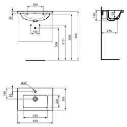 Ideal Standard i.life S Compact Wall Hung Unit with Basin Matt Quartz Grey