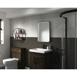 Sensio Aspect Rectangular LED Bathroom Mirror Cool White Matt Black 700 x 500mm
