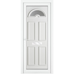 Crystal / Crystal uPVC Front Door Sunburst Glass Sandringham White Right Hand 920 x 2090mm Obscure Glass 920 x 2090 x 70