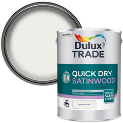 Dulux Trade Quick Dry Satinwood Paint Pure Brilliant White 5L