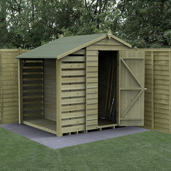 Forest Garden / 4LIFE Apex Shed 4 x 6 - Single Door - No Windows -  With Lean-To