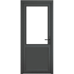 Crystal / Crystal uPVC Single Door Half Glass Half Panel Left Hand Open In 920mm x 2090mm Clear Triple Glazed Grey/White