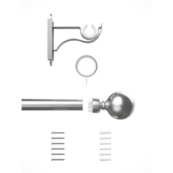 Rothley Curtain Pole Kit with Solid Orb Finials & Rings
