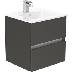 Newland Double Drawer Wall Hung Vanity Unit With Basin Midnight Mist 500mm