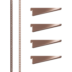 Rothley Antique Copper Twin Slot Shelving Kit 1220mm Uprights (x2) & 120mm Brackets (x4)