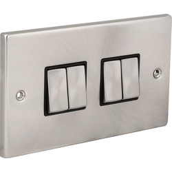 Click Deco Click Deco Satin Chrome Switch 10A 4 Gang 2 Way - 82257 - from Toolstation