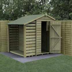 Forest Garden / 4LIFE Apex Shed 4 x 6 - Single Door - 1 Window -  With Lean-To