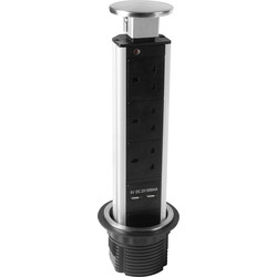 Axiom Axiom Pull Up Tower Socket 3 Sockets & 2 x USB Stainless Steel - 82379 - from Toolstation
