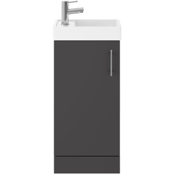 Nuie / nuie Vault Single Door Compact Floor Standing Vanity Unit with Ceramic Basin 400mm Gloss Grey
