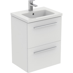 Ideal Standard / Ideal Standard i.life S Compact Wall Hung Unit with Basin Matt White 500mm with Brushed Chrome Handles