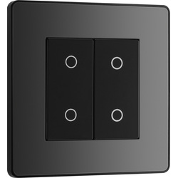 BG Evolve Black Chrome (Black Ins) 200W Double Touch Dimmer Switch, 2-Way Master 