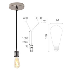 4lite WiZ Connected ST64 6.5W LED Smart WiFi Blackened Silver Pendant
