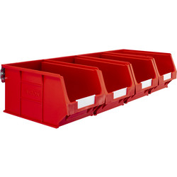 Steel Wall Rail with Red Bins 47 x 590 x 5mm - 84146 - from Toolstation