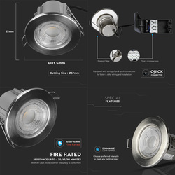 V-TAC VT-885 LED 5W Integrated Dimmable Fire Rated IP65 Downlight