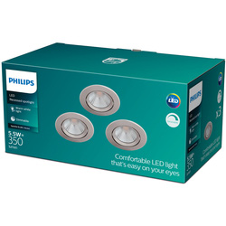 Philips / Philips SL261 Sparkle IP20 Recessed Downlight Nickel 5W Warm White 3pk