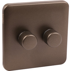 Schneider Electric / Schneider Electric Lisse Mocha Bronze Screwless Dimmer 2 Gang 2 Way 250W