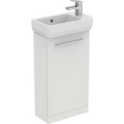 Ideal Standard / Ideal Standard i.life S Compact Cloakroom Wall Hung Unit with Basin Matt White 410mm with Brushed Chrome Handle