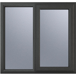 Crystal / Crystal Casement uPVC Window Right Hand Opening Next To a Fixed Light 1190mm x 1115mm Obscure Double Glazing Grey/White