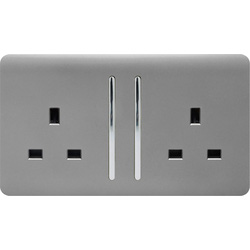 Trendiswitch / Trendiswitch Light Grey 2 Gang 13 Amp Switched Socket 2 Gang