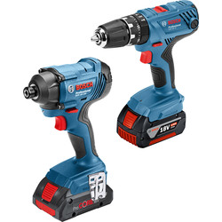 Bosch 18V Combi Drill and Impact Driver Twin Pack 2 x 2.0Ah