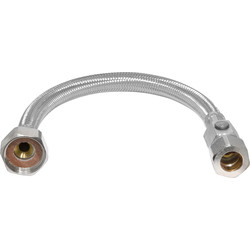 Flexible Tap Connector with Isolating Valve 15mm x 3/4" 10mm Bore. 300mm - 85178 - from Toolstation