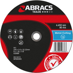 Abracs Trade Flat Metal Cutting Discs 230mm x 3mm x 22mm