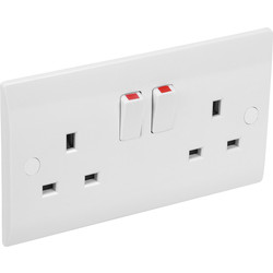 Axiom DP Low Profile Switched Socket 2 Gang