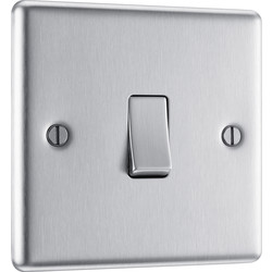 BG BG Brushed Steel 10A Switch 1 Gang Intermediate - 85798 - from Toolstation