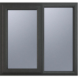 Crystal Casement uPVC Window Left Hand Opening Next To a Fixed Light 1190mm x 1190mm Obscure Triple Glazed Grey/White
