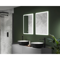 Sensio Eclipse Recessed LED Illuminated Mirror Bathroom Cabinet With Shaver Socket & USB port TrioTone Black 700 x 500mm