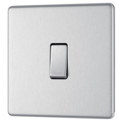 BG Screwless Flat Plate Brushed Stainless Steel 10AX Light Switch