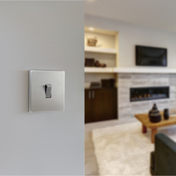 BG Screwless Flat Plate Brushed Stainless Steel 10AX Light Switch