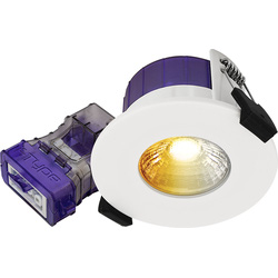 Luceco FType Ultra 1st/2nd Fix Dim2Warm Fire Rated IP65 LED Downlight White 4/6W 460/690lm CCT 3000/4000k Flat