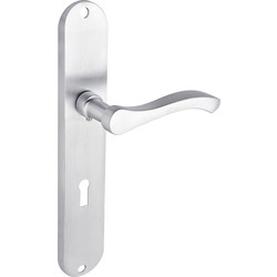 Designer Levers / Capri Door Handles Long Lock Brushed Nickel