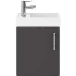 Nuie / nuie Vault Single Door Compact Wall Hung Vanity Unit with Ceramic Basin 400mm Gloss Grey Mist
