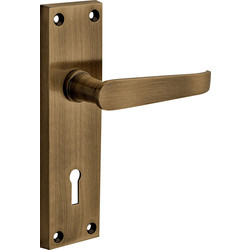 Hiatt Victorian Straight Door Handles Lock Antique Brass - 87075 - from Toolstation