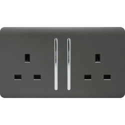 Trendiswitch / Trendiswitch Charcoal 2 Gang 13 Amp Switched Socket 2 Gang