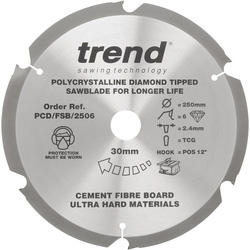 Trend PCD Blade for Cement Fibre Board 250mm