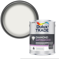 Dulux Trade Diamond Satinwood Paint Pure Brilliant White 2.5L