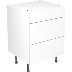 Kitchen Kit Flatpack Slab Kitchen Cabinet Base 3 Drawer Unit Super Gloss White 600mm