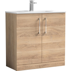 Nuie / nuie Arno Double Door Floor Standing Vanity Unit Bleached Oak 800mm With Minimalist Basin