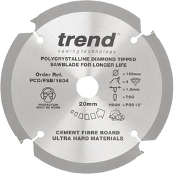 Trend / Trend PCD Blade for Cement Fibre Board 160mm