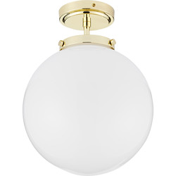 Spa Lighting / Spa Porto Brass Bathroom Semi-Flush Ceiling Light IP44 Brass