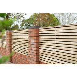 Forest Garden 6ft x 4ft Pressure Treated Contemporary Double Slatted Fence Panel 6' x 4'