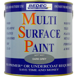 Bedec Bedec Multi Surface Paint Matt Dark Grey 2.5L - 89922 - from Toolstation