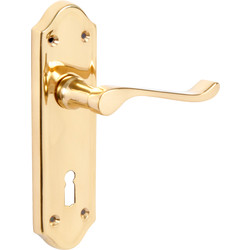 Mandara Door Handles Lock Brass