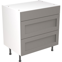 Kitchen Kit Ready Made Shaker Kitchen Cabinet Base 3 Drawer Unit Ultra Matt Dust Grey 800mm